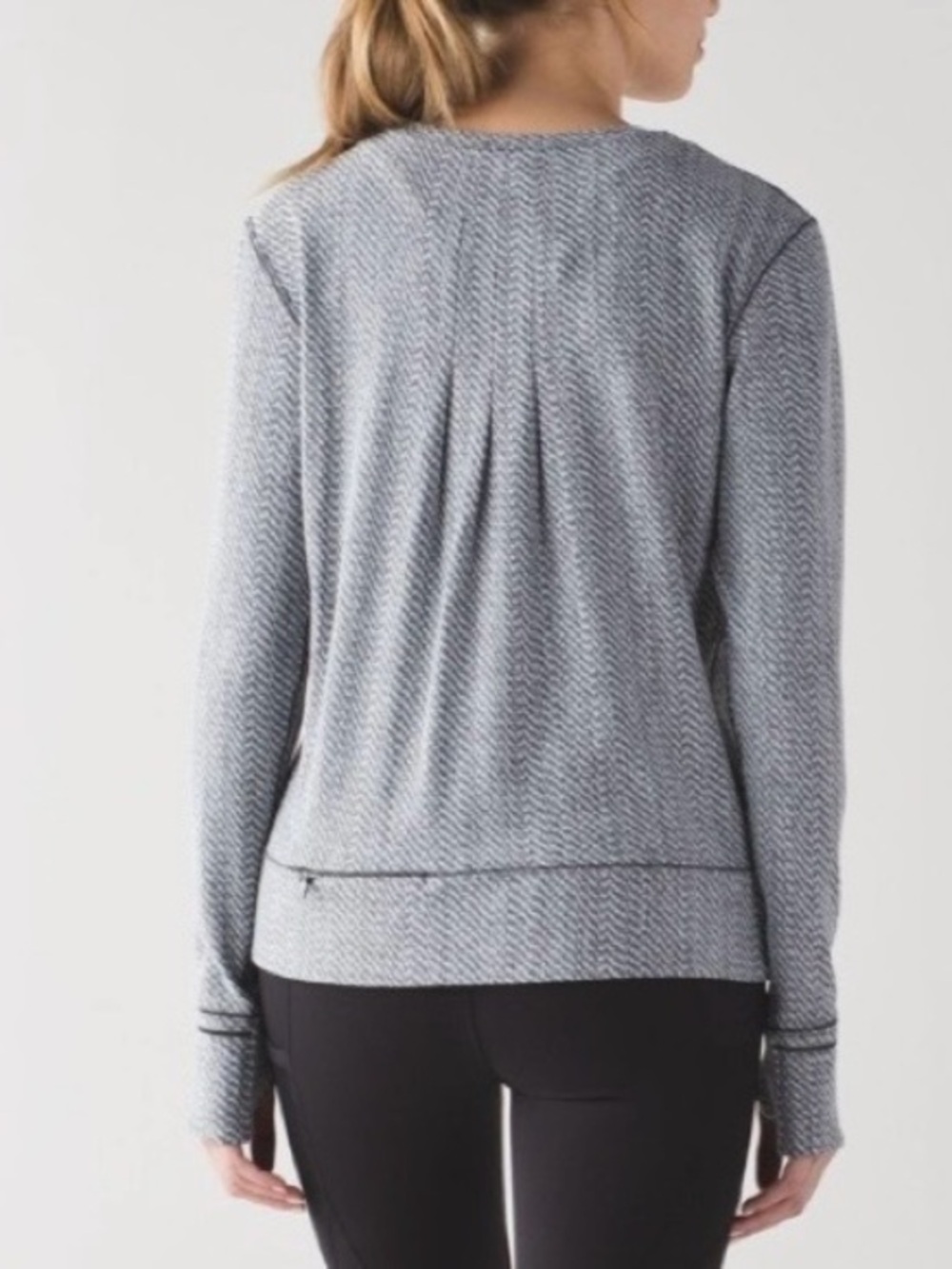 Lululemon Rush Hour Long Sleeve Hazy Heather Heathered White / Black 10